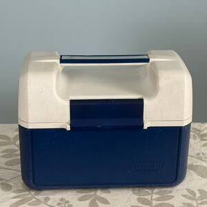 Vintage Coleman Insulated Lunch Box Cooler Blue White Model 903 USA